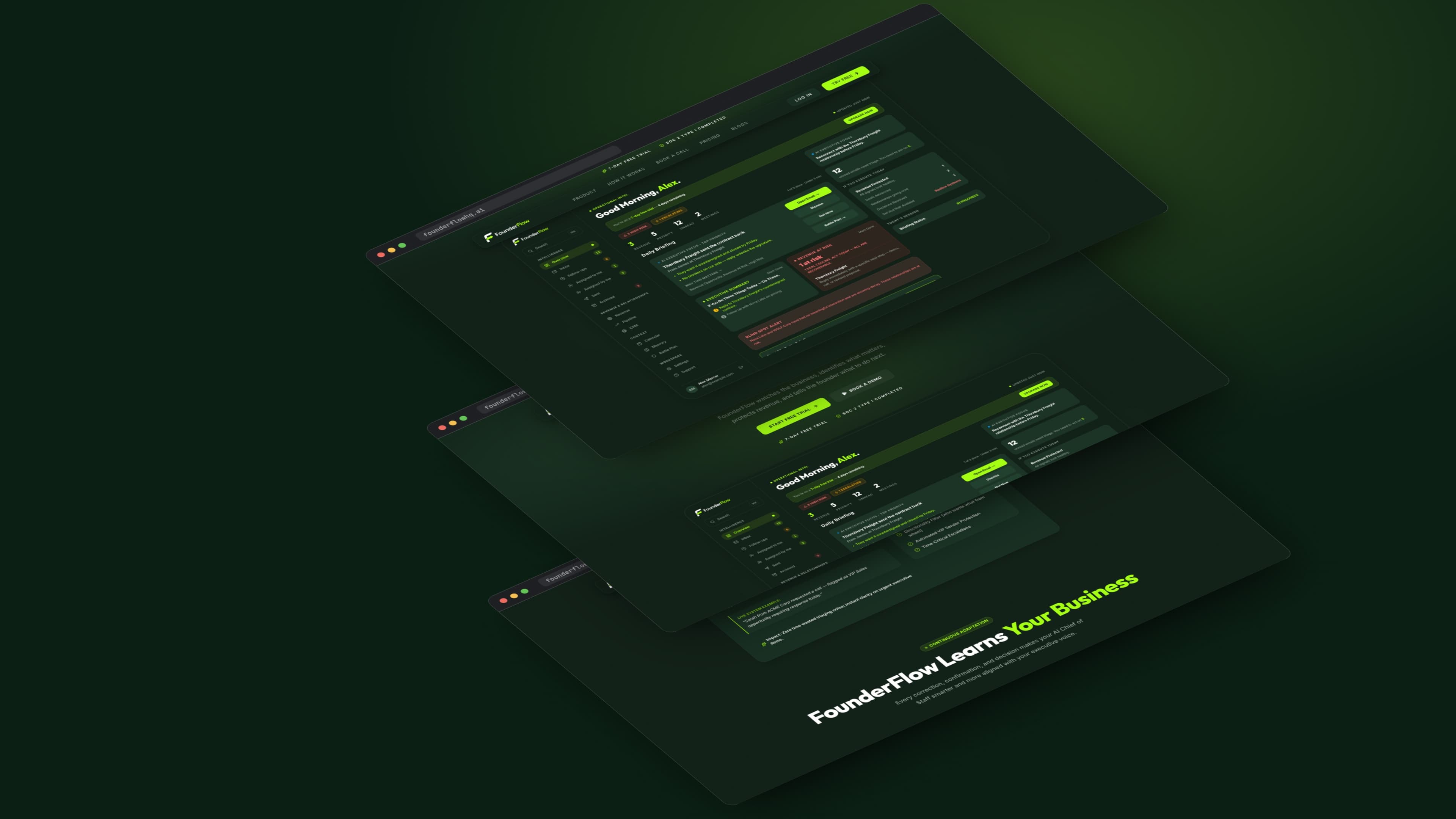 Founderflow screens stacked